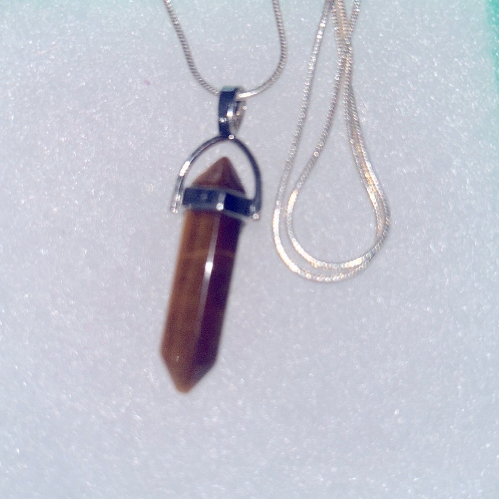 Boho hippie Tiger 🐅 Eye Sterling Silver Necklace 30”